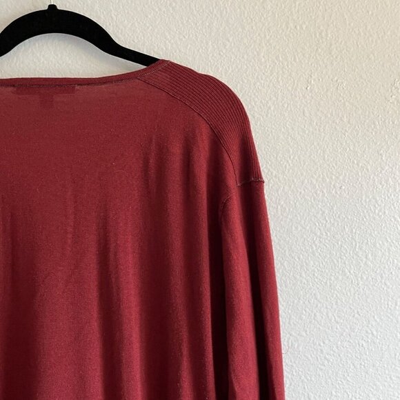 John Varvatos 100% Merino Wool V-Neck Sweater Red Rust Long Sleeve Size XL - Picture 8 of 12